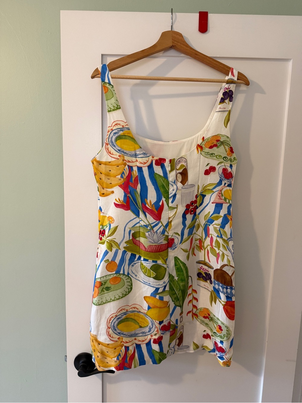 Farm Rio Off-White Fresh Table Euroflax™ Premium Linen Mini Dress - Picture 3 of 6